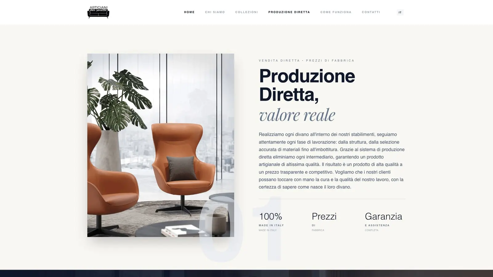 Artigiani del Salotto, home page del sito