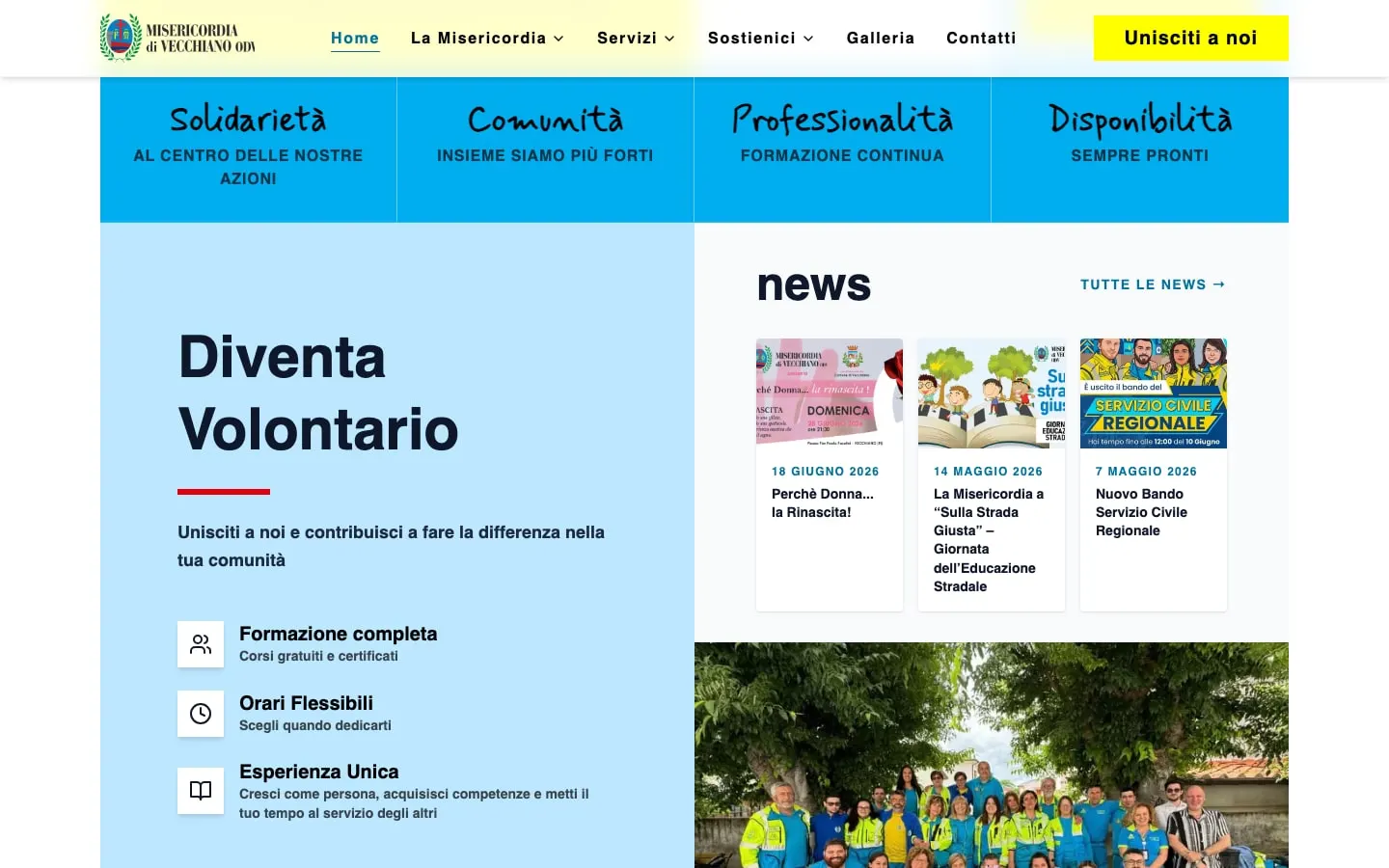 Misericordia di Vecchiano, una sezione del sito