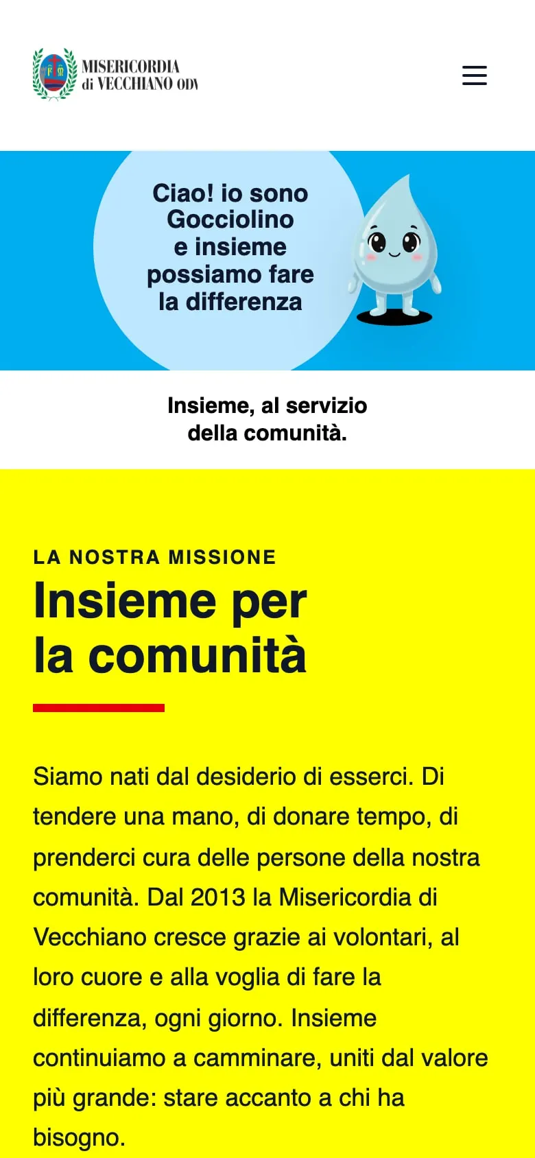 Misericordia di Vecchiano, il sito da smartphone