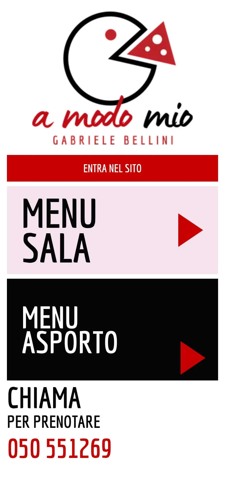 Pizzeria a Modo Mio, il sito da smartphone